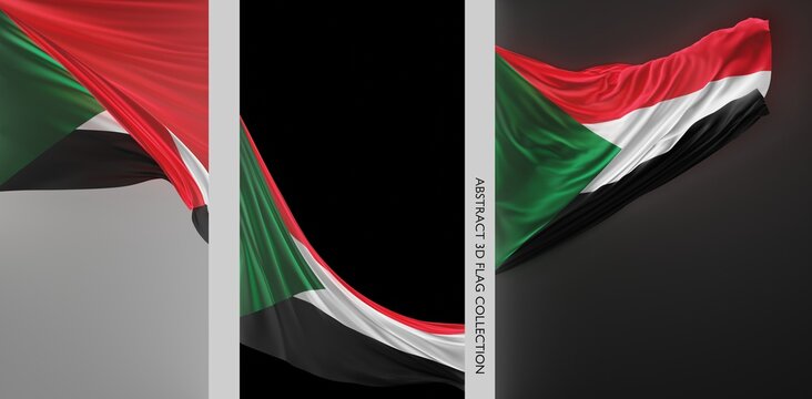 Abstract Sudan Flag 3D Render (3D Artwork)