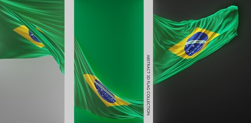 Abstract Brazil Flag 3D Render (3D Artwork)