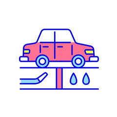Cleaning the suspension RGB color icon. Car wash. Thin line flat vector illustration.