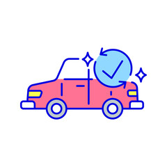 Regular vehicle cleaning RGB color icon. Car wash. Thin line flat vector illustration.