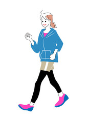 ウォーキングする女性のイラスト素材