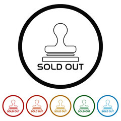Sold out stamp ring icon color set