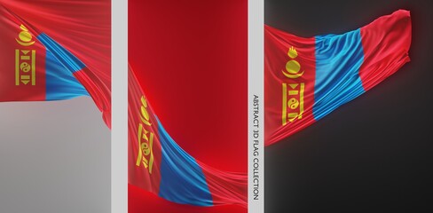 Abstract Mongolia Flag 3D Render (3D Artwork)