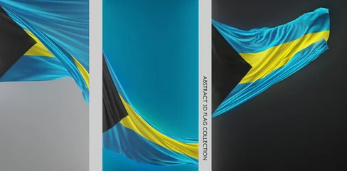 Foto op Plexiglas Abstract The Bahamas Flag 3D Render (3D Artwork) © zavarts