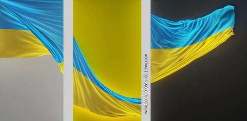 Abstract Ukraine Flag 3D Render (3D Artwork)