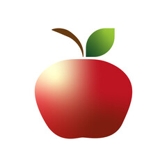 Red apple with a leaf symbol, apple icon in color, fresh juicy fruit symbol