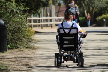 Man in an electric wheelchair