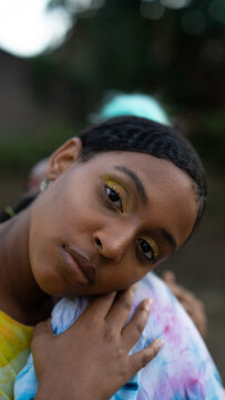 Closeup of black teen girl