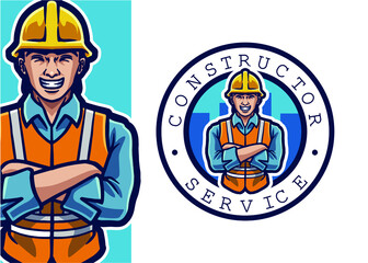 Construction Mascot Logo Illustration