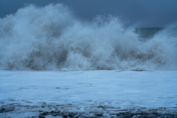 Storm on the Black Sea in Batumi on May 9, 2021