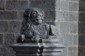 Stone lion sculpture as a protection of the Cathedral