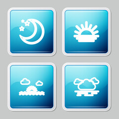 Set line Moon and stars, Sunset, and Cloud icon. Vector