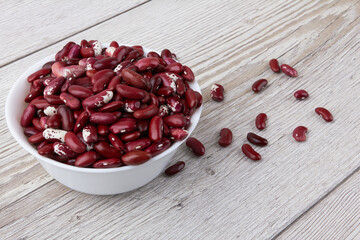 Red beans on wooden