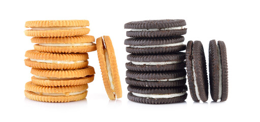 sandwich cookies with cream on white