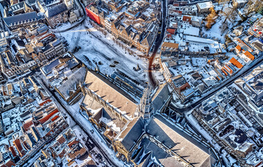 Netherlands, Haarlem - 20-03-2021: view from high above on the city of Haarlem.