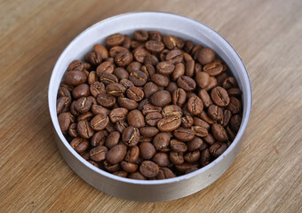 Coffee beans on a cup