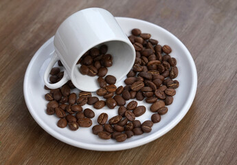 Coffee beans on a cup