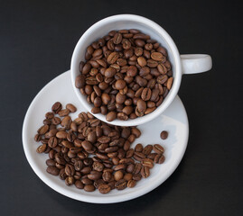 Coffee beans on a cup