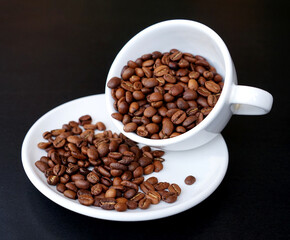 Coffee beans on a cup
