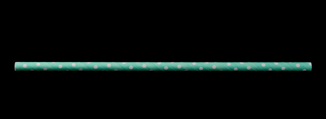 Eco friendly paper drinking straw isolated on black background, clipping path