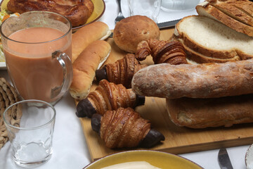 bread and croissants for breakfast brunch