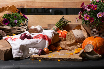 Still life and vegetables