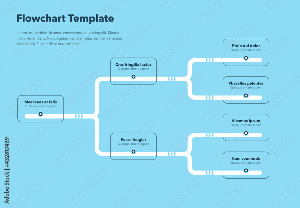 Poster Simple infographic for flowchart template with place for your content - blue version. Flat design, easy to use for your website or presentation.