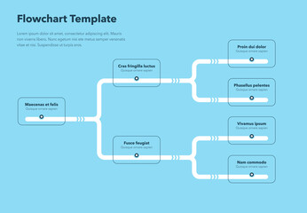 Simple infographic for flowchart template with place for your content - blue version. Flat design, easy to use for your website or presentation. - obrazy, fototapety, plakaty