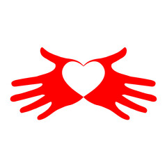 Heart on palms. Hands love heart romantic concept pictogram.