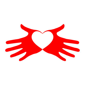 Heart on palms. Hands love heart romantic concept pictogram.