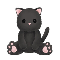 a stuffed toy of cat on white background