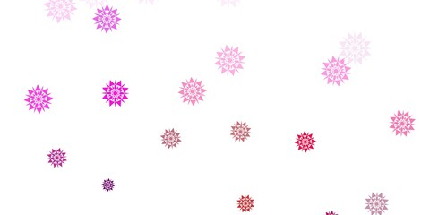 Light pink vector beautiful snowflakes backdrop with flowers.