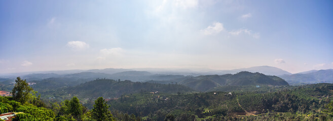 Beautiful view of local valley and mountain in misty near 
