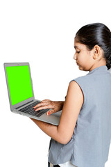 indian girl attending online school , due to cavide-19.