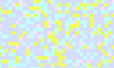 Abstract square pixel mosaic colorful background geometric seamless pattern in pastel colors. 8 bit