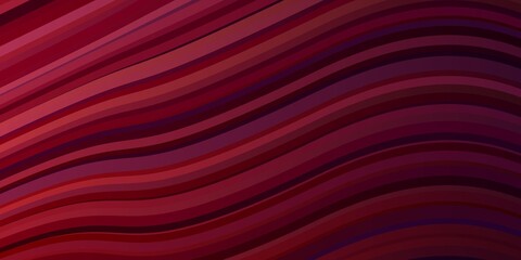 Dark Pink, Red vector pattern with curved lines.