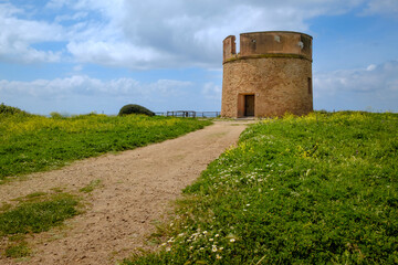Tor Caldara natural reserve with its ancient defensive tower in Lavinio, Anzio, Rome, Italy