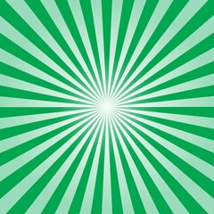 Green Sunburst Pattern Background. Rays. Sunburst background. Vector illustration. Green radial background.	