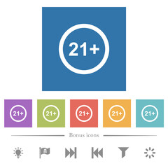 Allowed above 21 years only flat white icons in square backgrounds