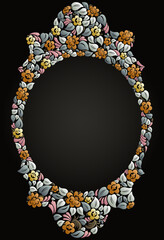 Floral frame made of leaves and flowers vector vintage design, decorative blank classic style border, luxury beautiful background, invitation or greeting card with place for text.