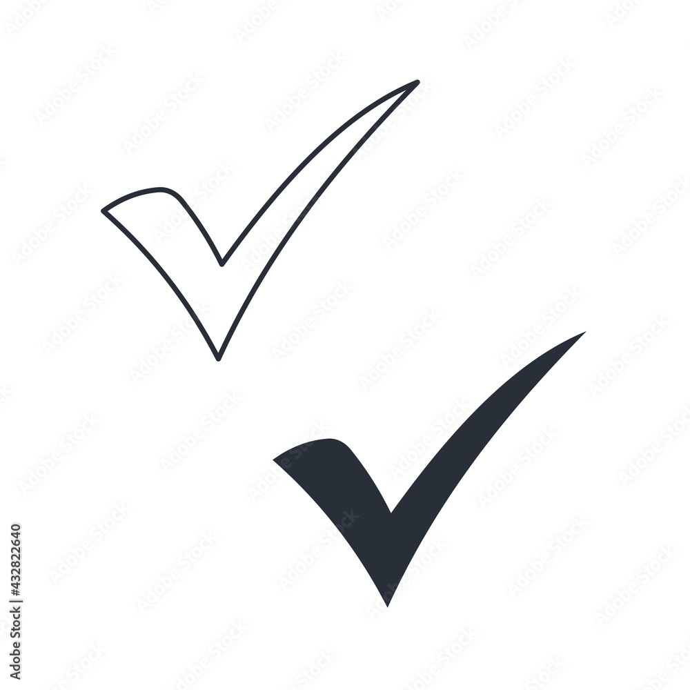 Poster check mark. solid line. vector icon isolated on white background.