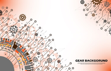 Abstract gear wheel pattern on orange technology background EP.19.