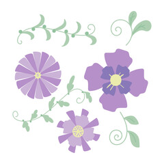 
Collection of blooming flowers isolated on white background. Bundle of flowers used in floristry. Set of decorative floral design elements. Flat cartoon colorful botanical vector illustration.

