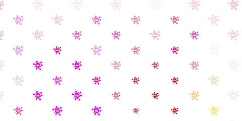 Light pink, yellow vector backdrop with virus symbols.
