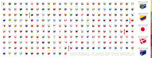 National flags of the World, label flag collection.