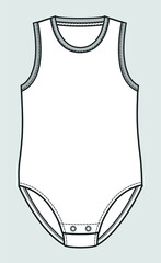 Swimsuit technical drawing. Swimsuit fashion flat sketch.