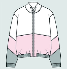 Zipper Sweatshirt Design Template Vector. Sweatshirt fashion flat sketch