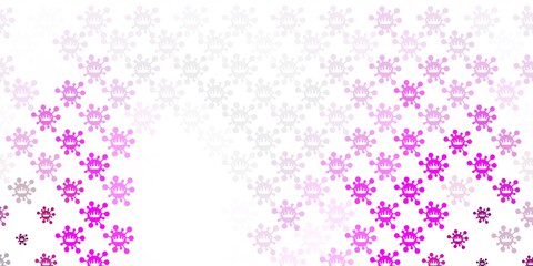 Light Pink vector background with covid-19 symbols.