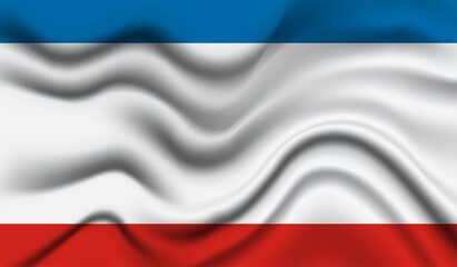 Abstract waving flag of Crimea with curved fabric background. Creative realistic waving flag of Crimea vector background