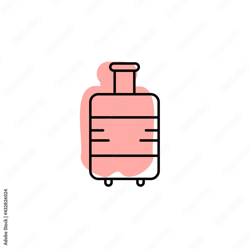 Aufkleber suitcase with color shadow vector icon in hotel service set